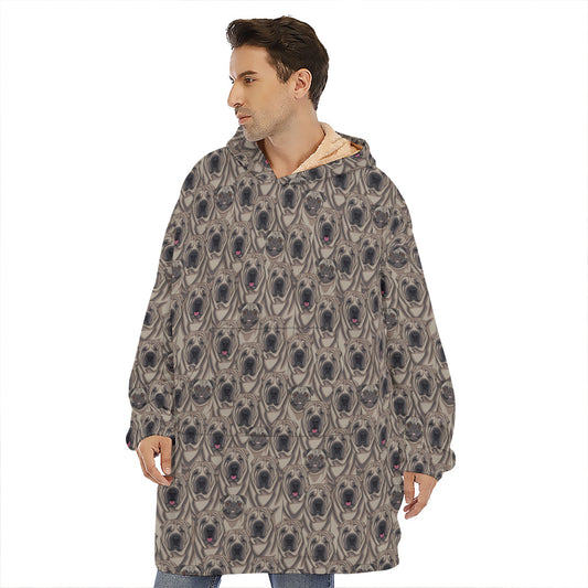 Shar Pei And Pug Pattern Print Hoodie Blanket