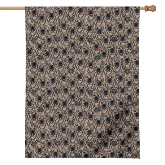 Shar Pei And Pug Pattern Print House Flag