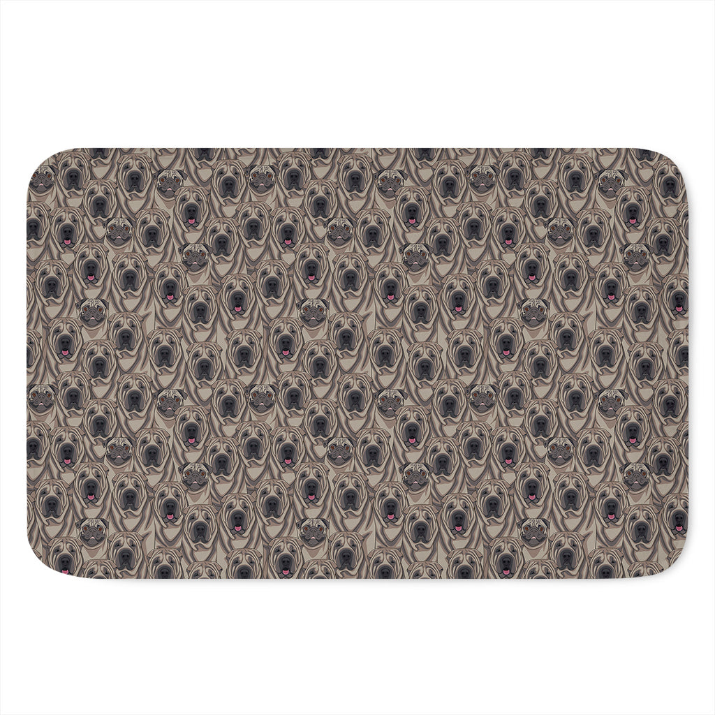 Shar Pei And Pug Pattern Print Indoor Door Mat