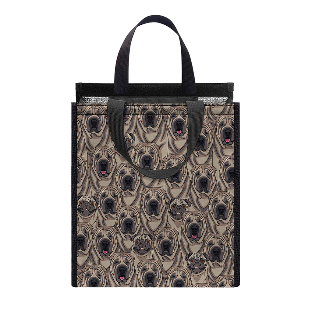 Shar Pei And Pug Pattern Print Insulated Lunch Tote