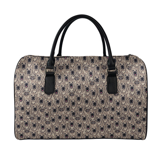Shar Pei And Pug Pattern Print Leather Duffle Bag