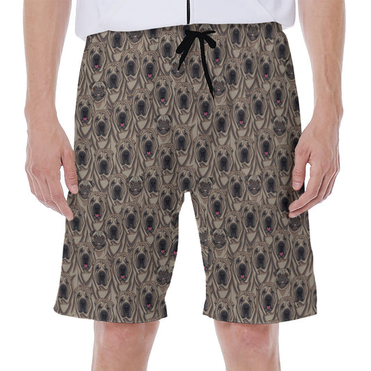 Shar Pei And Pug Pattern Print Men's Beach Shorts