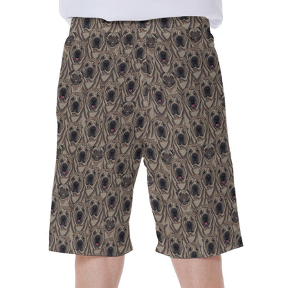 Shar Pei And Pug Pattern Print Men's Beach Shorts