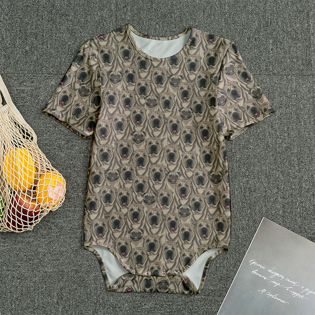 Shar Pei And Pug Pattern Print Men's Bodysuit