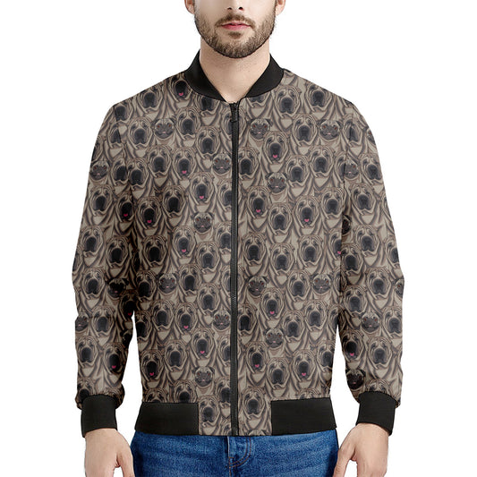 Shar Pei And Pug Pattern Print Men's Bomber Jacket