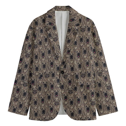Shar Pei And Pug Pattern Print Men's Cotton Blazer