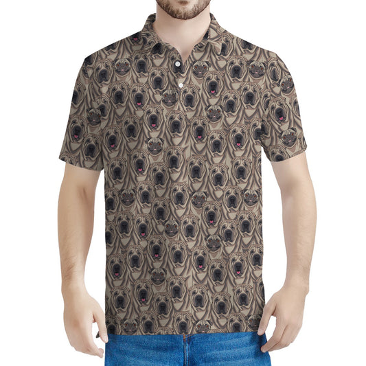 Shar Pei And Pug Pattern Print Men's Polo Shirt
