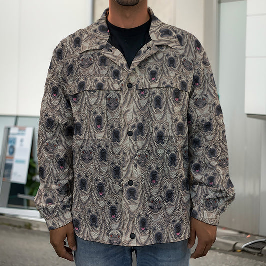 Shar Pei And Pug Pattern Print Men's Shirt Jacket