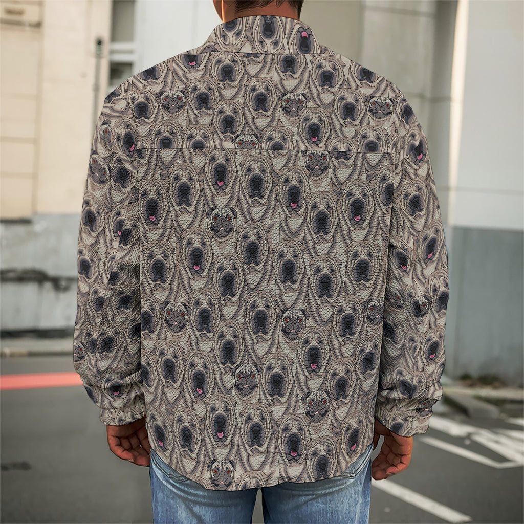 Shar Pei And Pug Pattern Print Men's Shirt Jacket