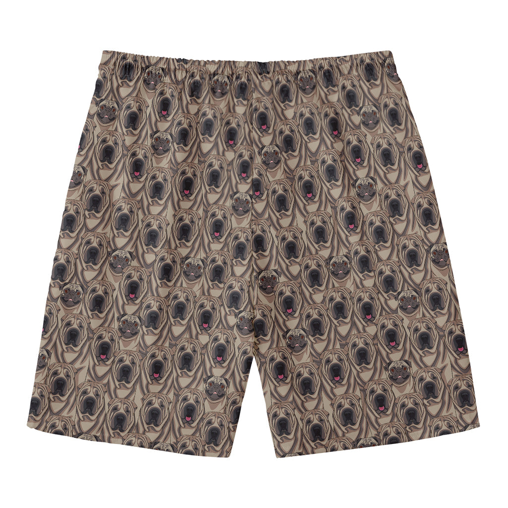 Shar Pei And Pug Pattern Print Men's Swim Trunks