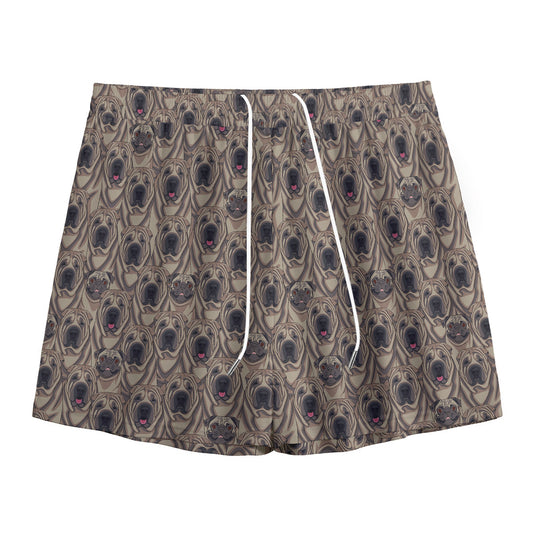 Shar Pei And Pug Pattern Print Mesh Shorts