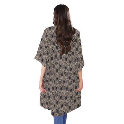 Shar Pei And Pug Pattern Print Open Front Beach Cover Up