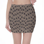 Shar Pei And Pug Pattern Print Pencil Mini Skirt
