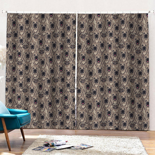 Shar Pei And Pug Pattern Print Pencil Pleat Curtains