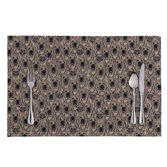 Shar Pei And Pug Pattern Print Placemat