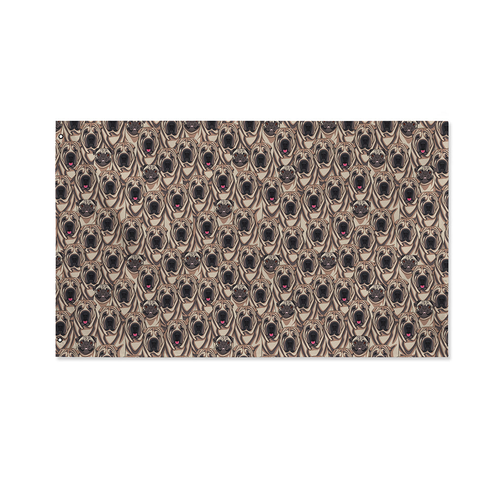 Shar Pei And Pug Pattern Print Polyester Flag