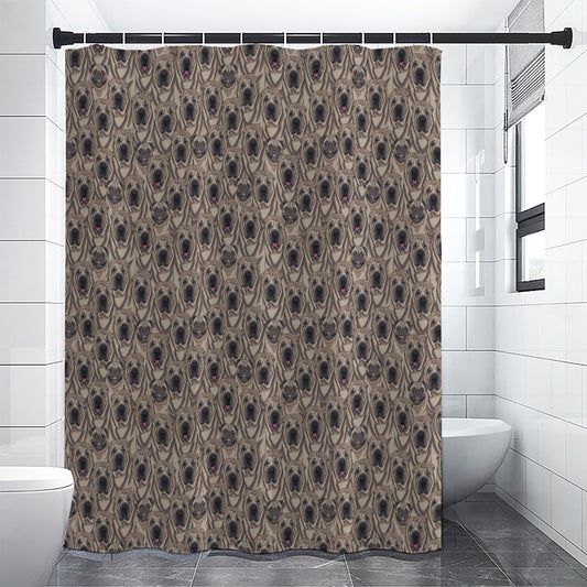 Shar Pei And Pug Pattern Print Premium Shower Curtain