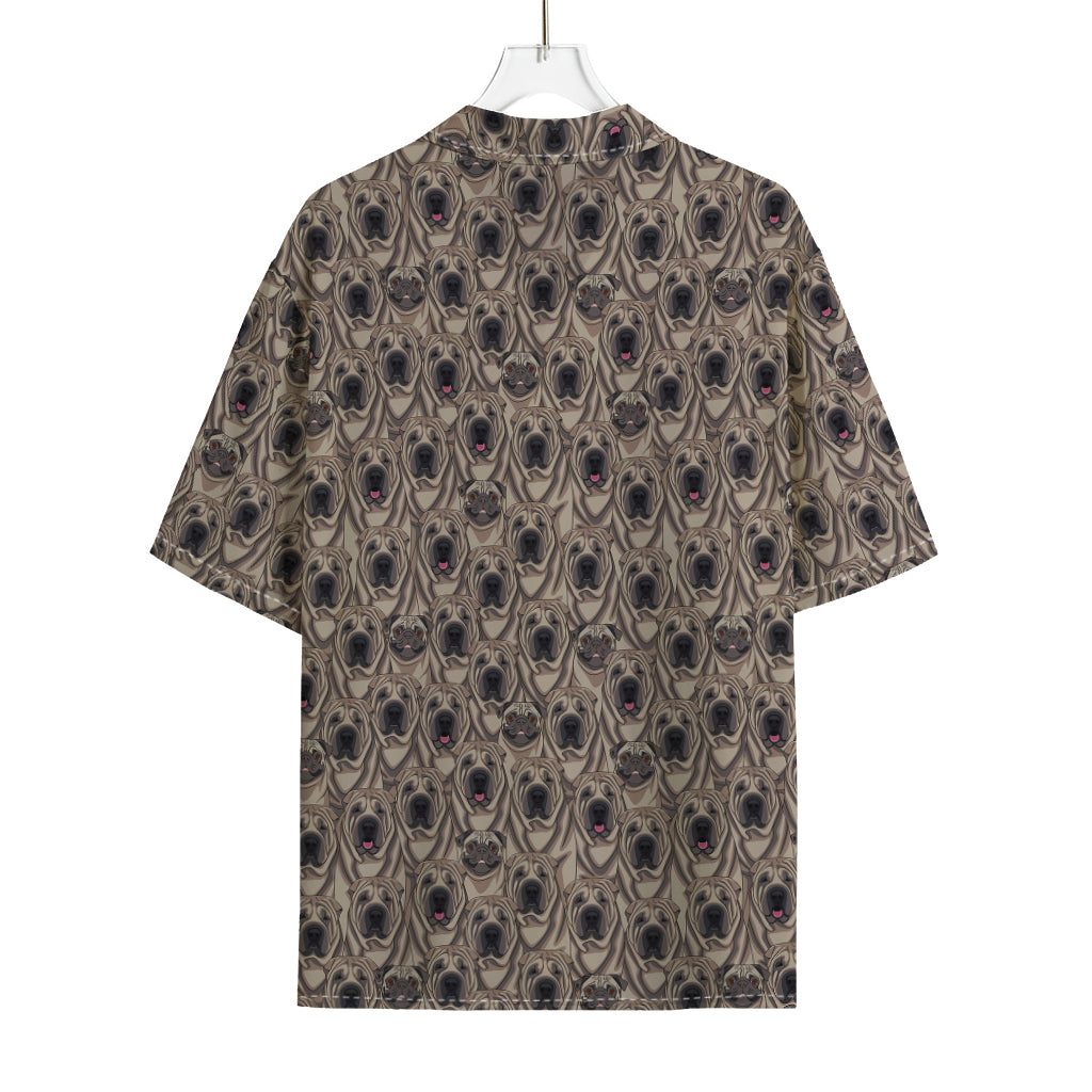 Shar Pei And Pug Pattern Print Rayon Hawaiian Shirt