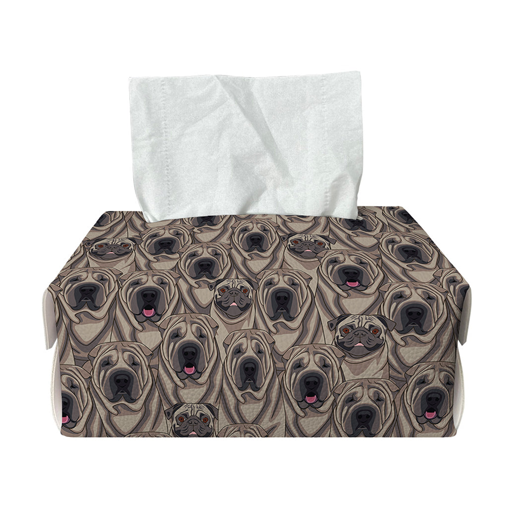 Shar Pei And Pug Pattern Print Rectangle Tissue Box Cover