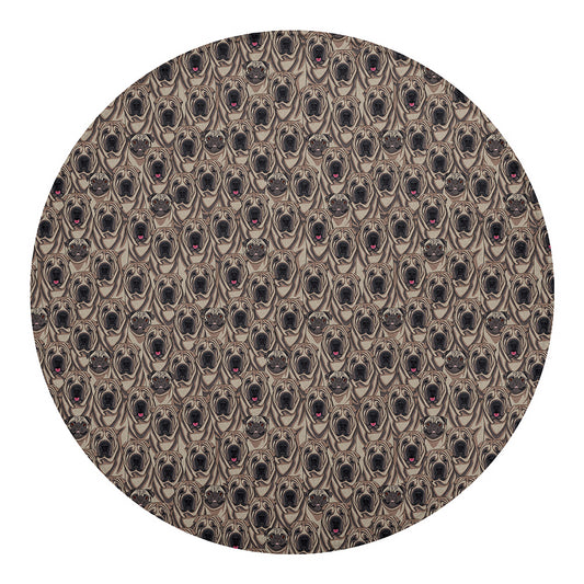Shar Pei And Pug Pattern Print Round Blanket
