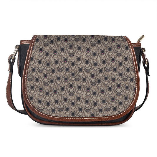 Shar Pei And Pug Pattern Print Saddle Bag