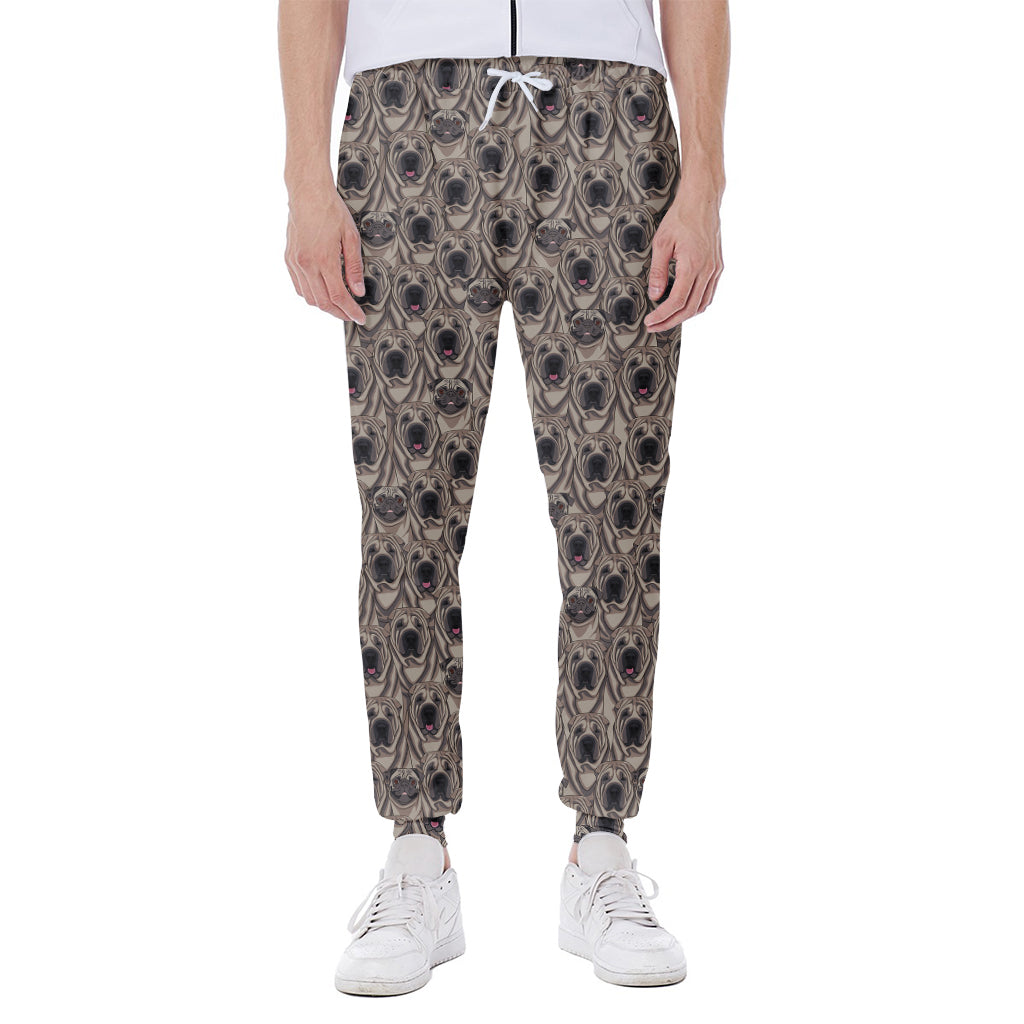 Shar Pei And Pug Pattern Print Scuba Joggers