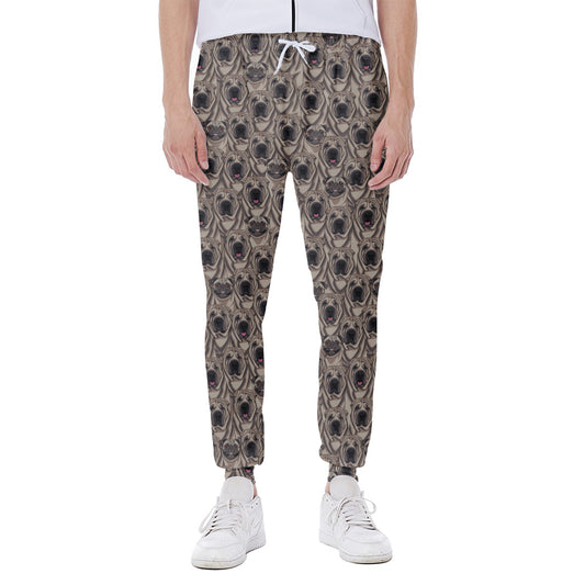 Shar Pei And Pug Pattern Print Scuba Joggers