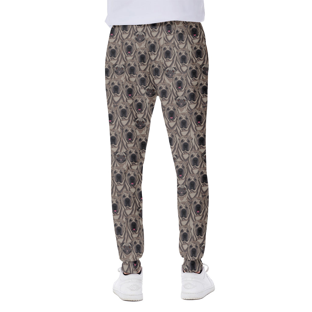 Shar Pei And Pug Pattern Print Scuba Joggers