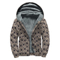 Shar Pei And Pug Pattern Print Sherpa Lined Zip Up Hoodie