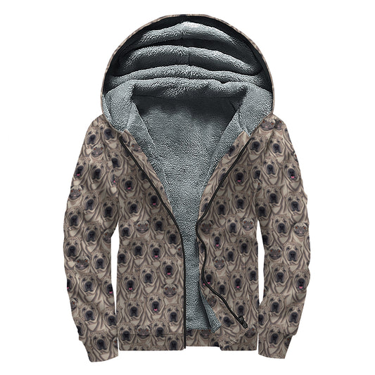 Shar Pei And Pug Pattern Print Sherpa Lined Zip Up Hoodie