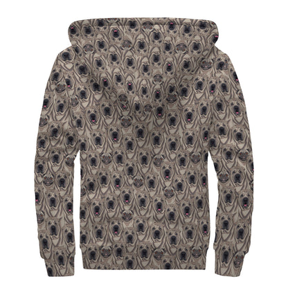 Shar Pei And Pug Pattern Print Sherpa Lined Zip Up Hoodie