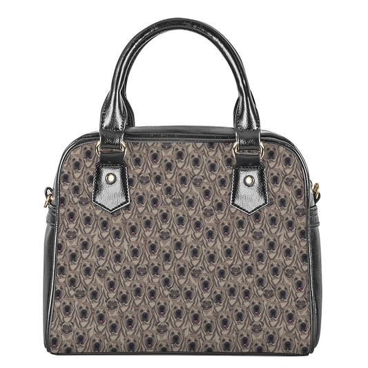 Shar Pei And Pug Pattern Print Shoulder Handbag