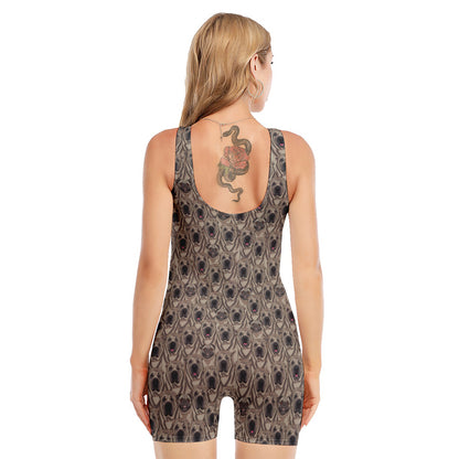 Shar Pei And Pug Pattern Print Sleeveless One Piece Swimsuit