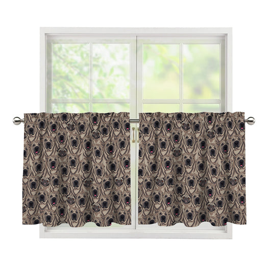 Shar Pei And Pug Pattern Print Tier Curtains