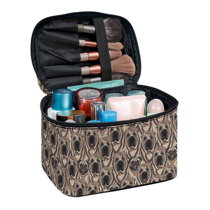 Shar Pei And Pug Pattern Print Travel Makeup Bag