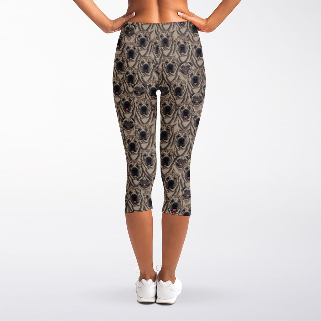 Shar Pei And Pug Pattern Print Women's Capri Leggings