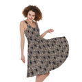 Shar Pei And Pug Pattern Print Sleeveless Knee Length Dress