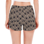 Shar Pei And Pug Pattern Print Women's Split Running Shorts