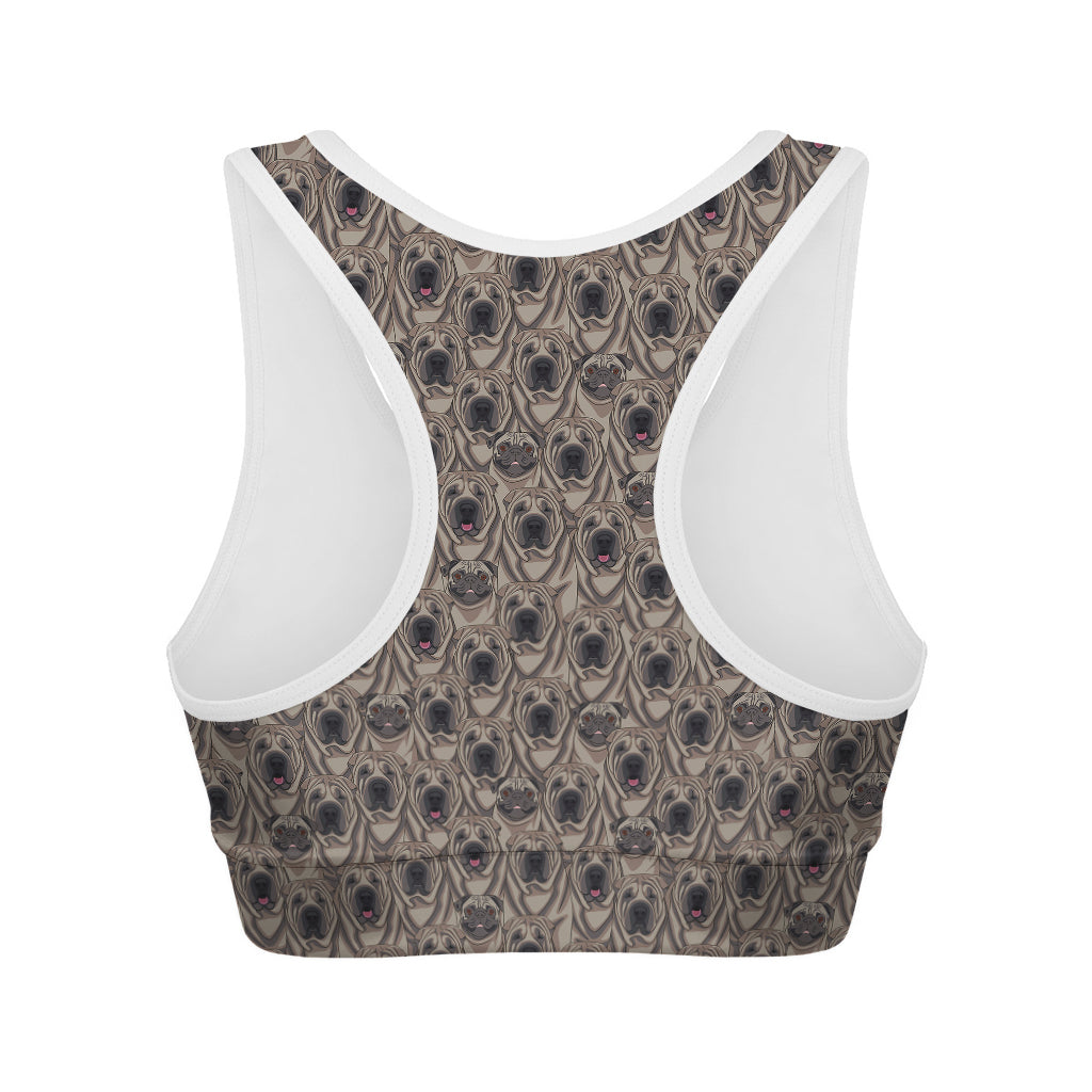 Shar Pei And Pug Pattern Print Women's Sports Bra
