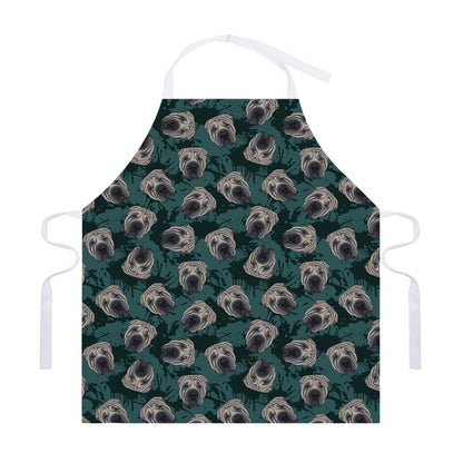 Shar Pei Face Pattern Print Adjustable Apron