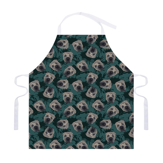 Shar Pei Face Pattern Print Adjustable Apron