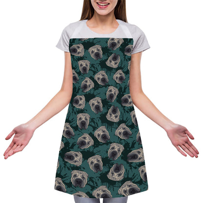 Shar Pei Face Pattern Print Adjustable Apron