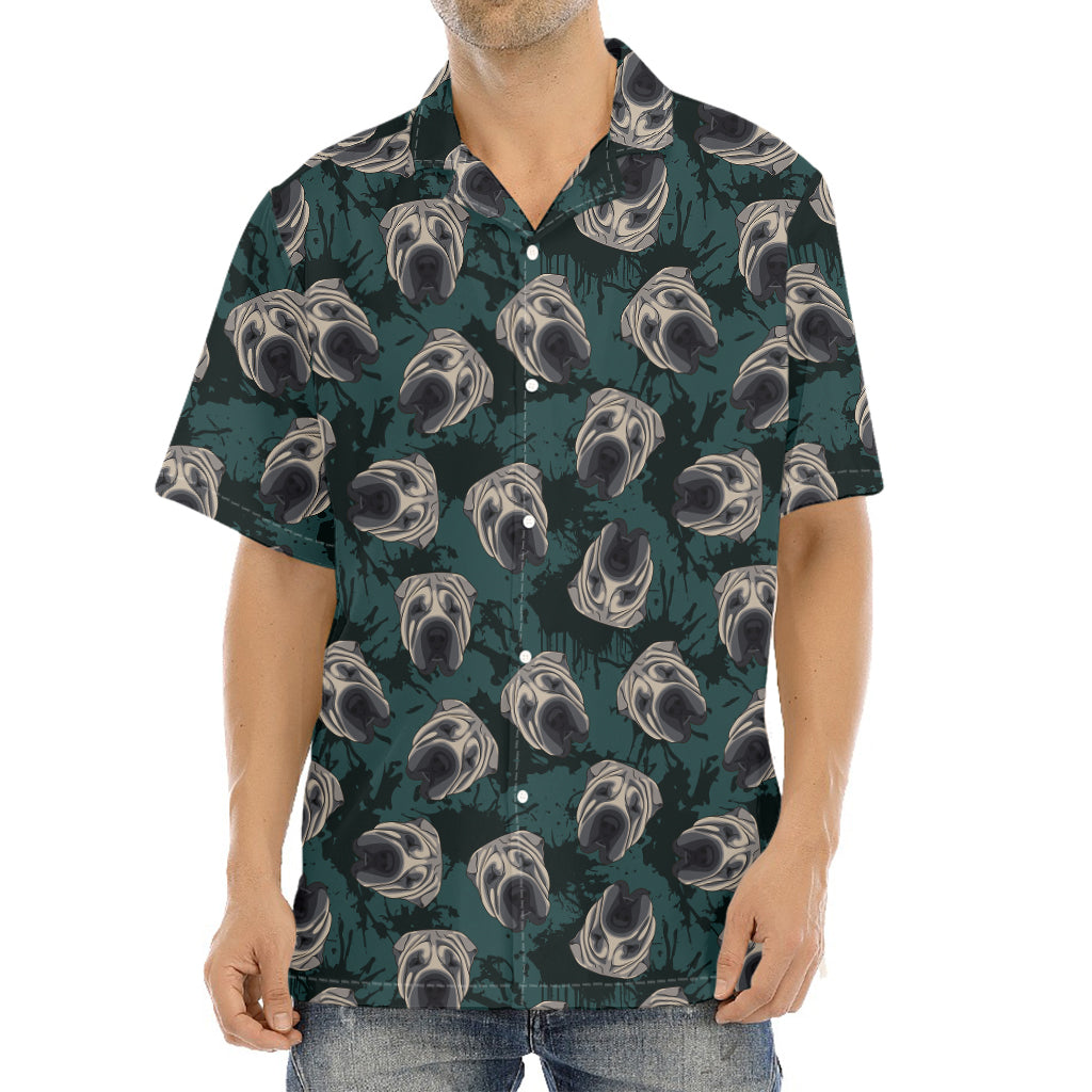 Shar Pei Face Pattern Print Aloha Shirt
