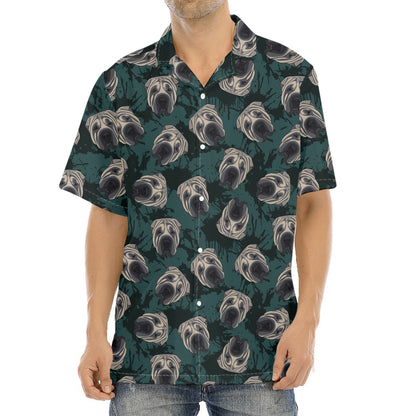 Shar Pei Face Pattern Print Aloha Shirt