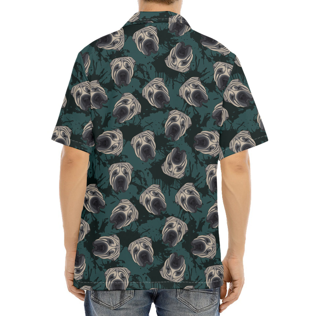 Shar Pei Face Pattern Print Aloha Shirt