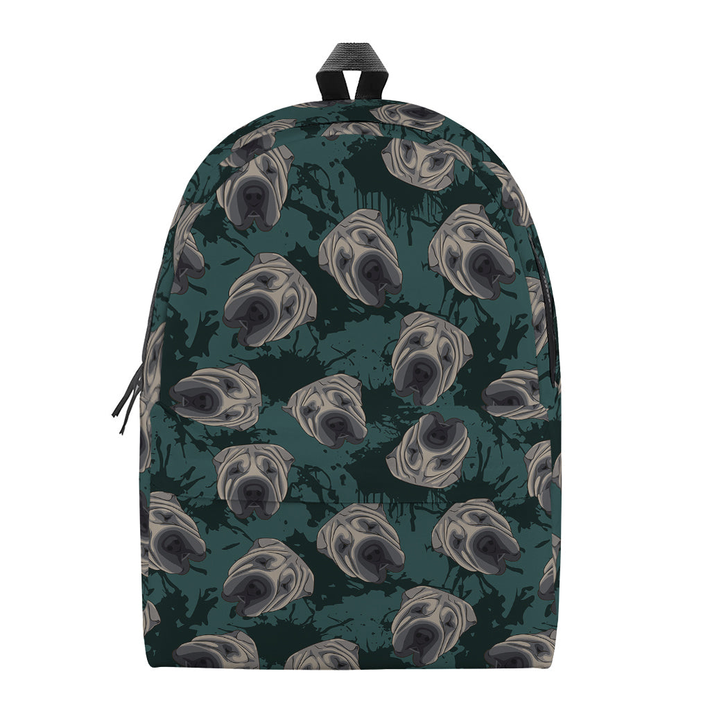 Shar Pei Face Pattern Print Backpack
