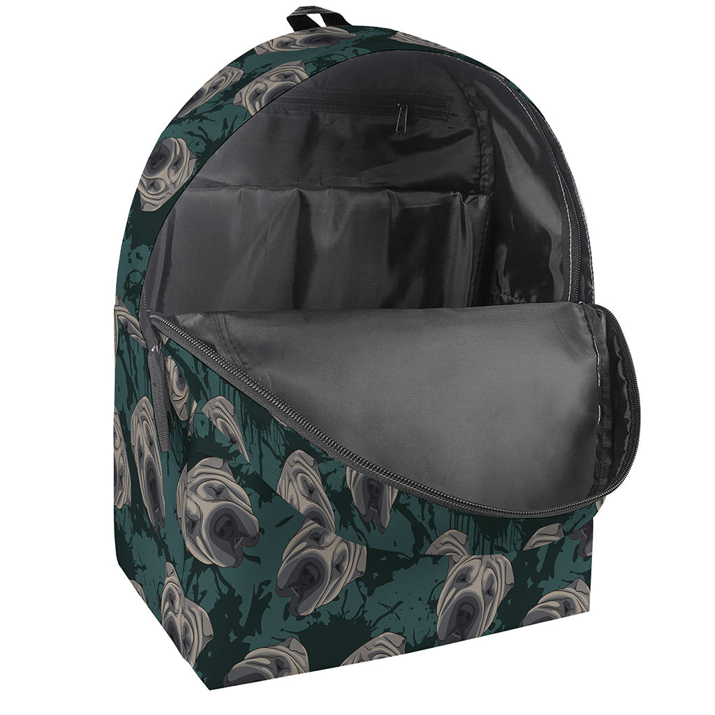Shar Pei Face Pattern Print Backpack