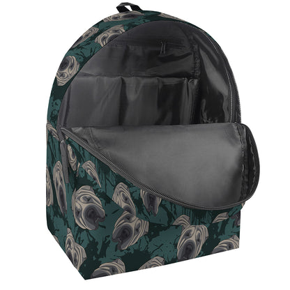 Shar Pei Face Pattern Print Backpack