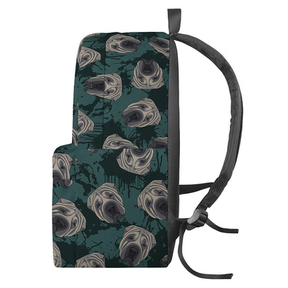 Shar Pei Face Pattern Print Backpack
