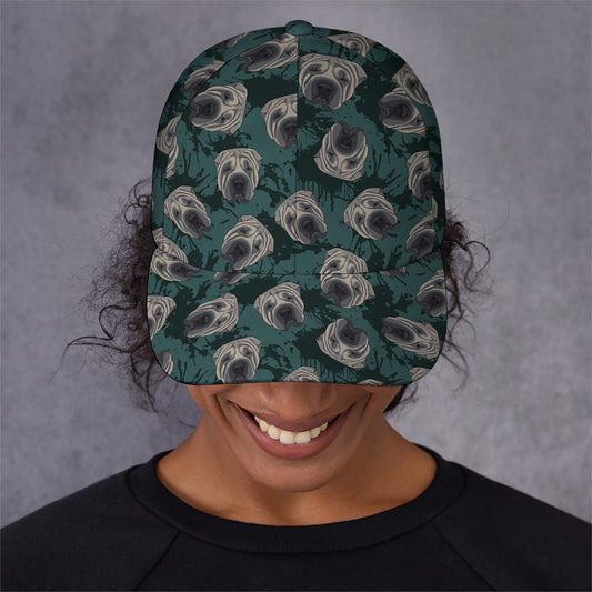 Shar Pei Face Pattern Print Baseball Cap
